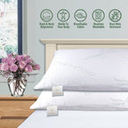 Memory Foam Hypoallergenic Comfort Cooling Bamboo Pillow - Set of 2 - Standard/Queen