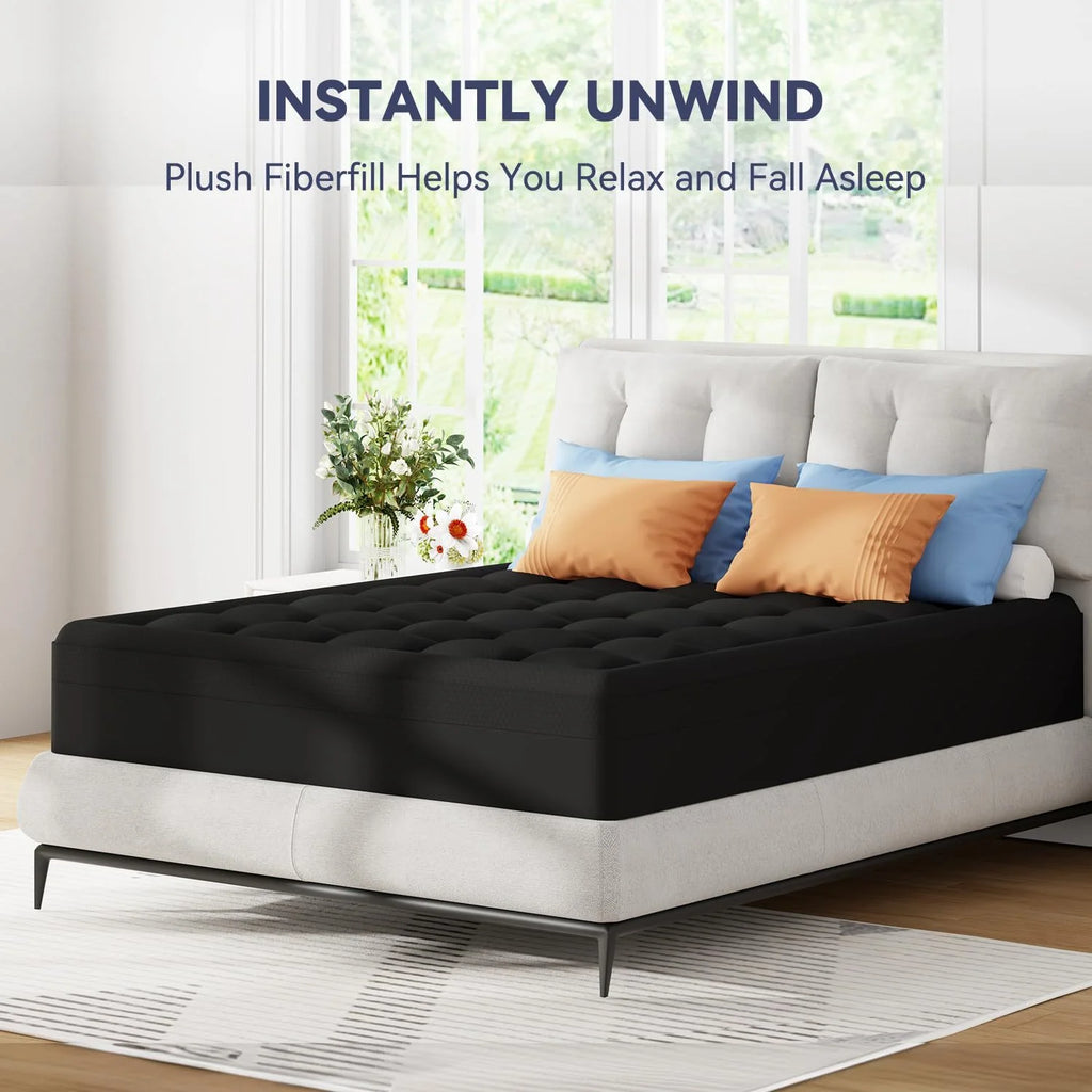 Plush 6Cm Bamboo Fibre Pillow Top Mattress Topper with Foam Core