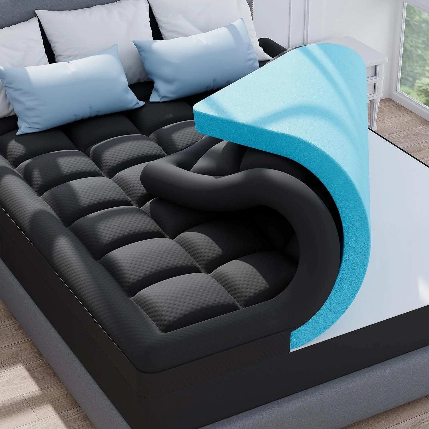 Plush 6Cm Bamboo Fibre Pillow Top Mattress Topper with Foam Core