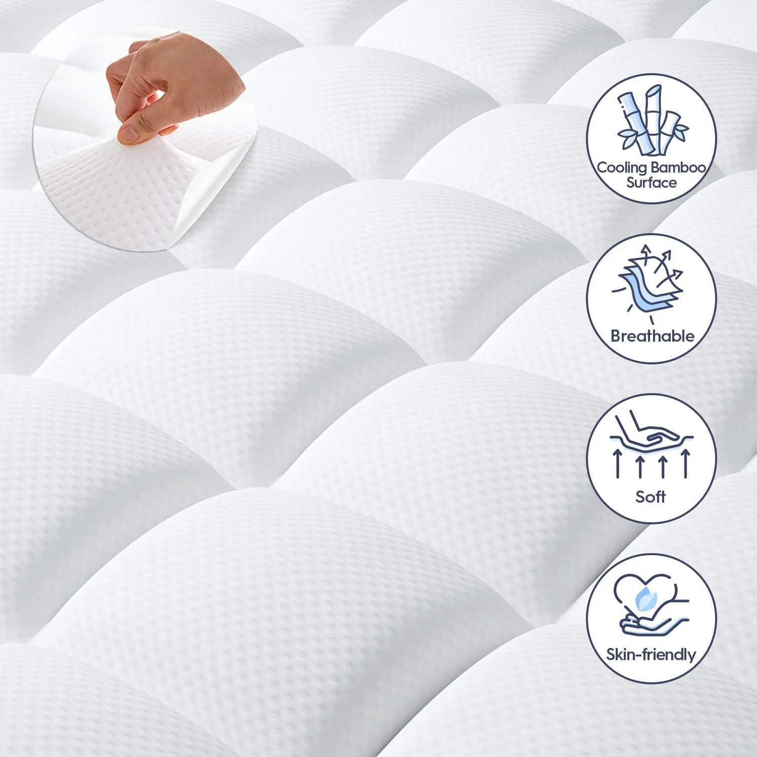 Plush 6Cm Bamboo Fibre Pillow Top Mattress Topper with Foam Core