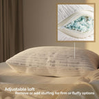 Memory Foam Pillows 1 Pk, Queen Size Bed Pillows for Sleeping, Adjustable Pillow Shredded Memory Foam Filling for Back Stomach & Side Sleeper, Certipur-Us, Washable Bamboo Rayon Cover
