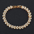 New Gold Plated Women Charm Bracelet Classic Sparkling Bangle Womens Jewellery