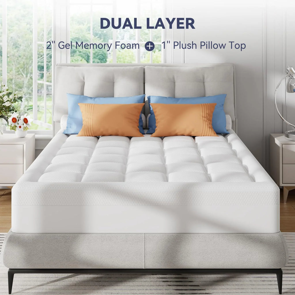 Plush 6Cm Bamboo Fibre Pillow Top Mattress Topper with Foam Core