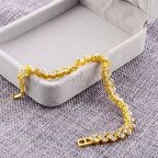 New Gold Plated Women Charm Bracelet Classic Sparkling Bangle Womens Jewellery