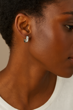 9ct White Gold Sparkle Hoops Earrings