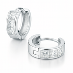 9ct White Gold Sparkle Hoops Earrings