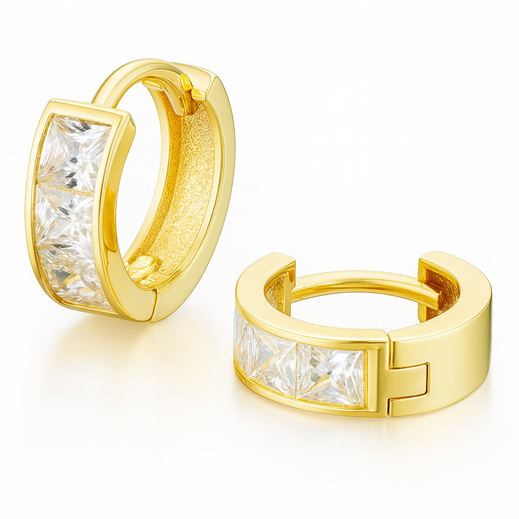 9ct Yellow Gold Sparkle Hoops Earrings