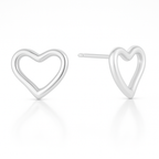 9ct white Gold Open Heart Shaped stud Earnings