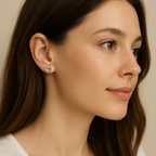 9ct white Gold Open Heart Shaped stud Earnings