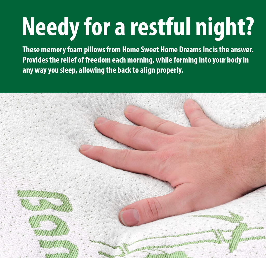 Memory Foam Hypoallergenic Comfort Cooling Bamboo Pillow - Set of 2 - Standard/Queen