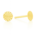 9pct Yellow Gold Diamond-Cut Disc Stud Designed Earrings