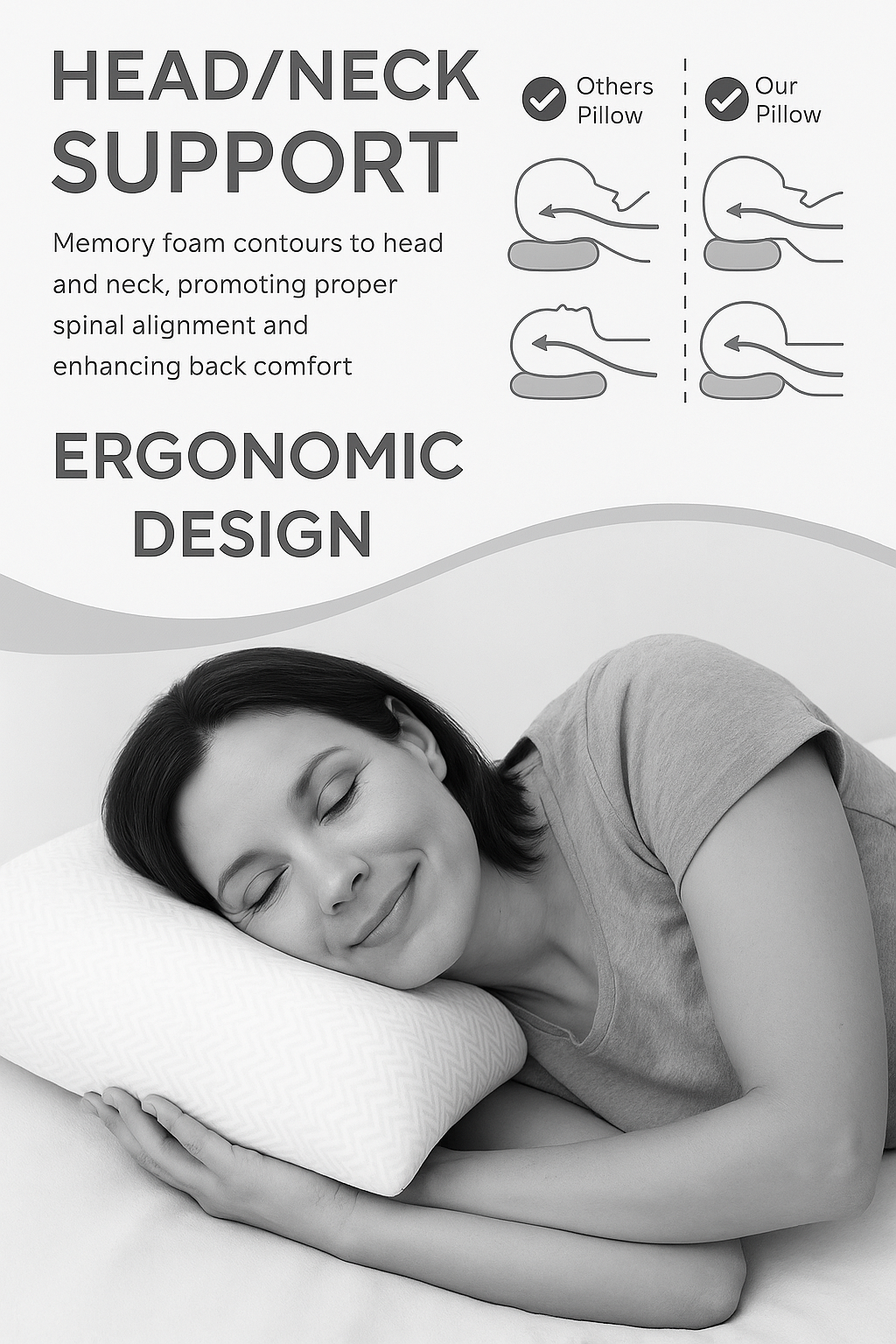 Bamboo Queen Bed Pillows Hypoallergenic Cooling Pain Relief