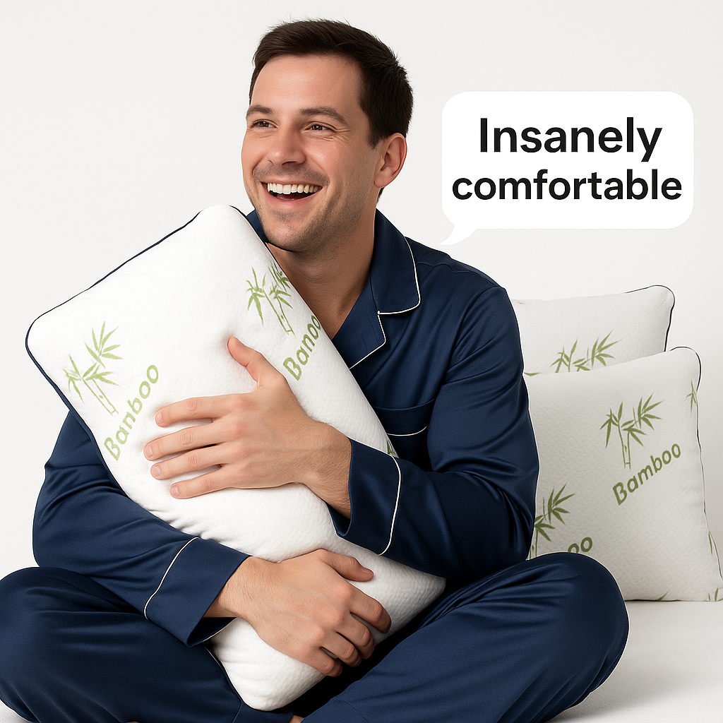 Bamboo Queen Bed Pillows Hypoallergenic Cooling Pain Relief