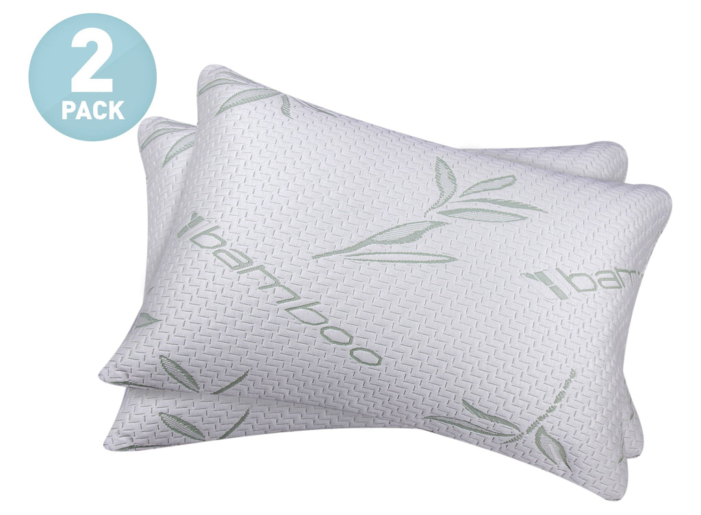 Memory Foam Hypoallergenic Comfort Cooling Bamboo Pillow - Set of 2 - Standard/Queen