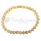 New Gold Plated Women Charm Bracelet Classic Sparkling Bangle Womens Jewellery