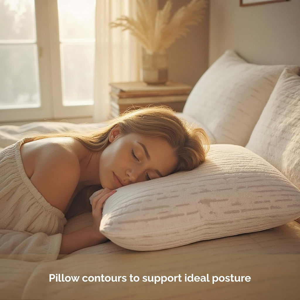 Memory Foam Pillows 1 Pk, Queen Size Bed Pillows for Sleeping, Adjustable Pillow Shredded Memory Foam Filling for Back Stomach & Side Sleeper, Certipur-Us, Washable Bamboo Rayon Cover