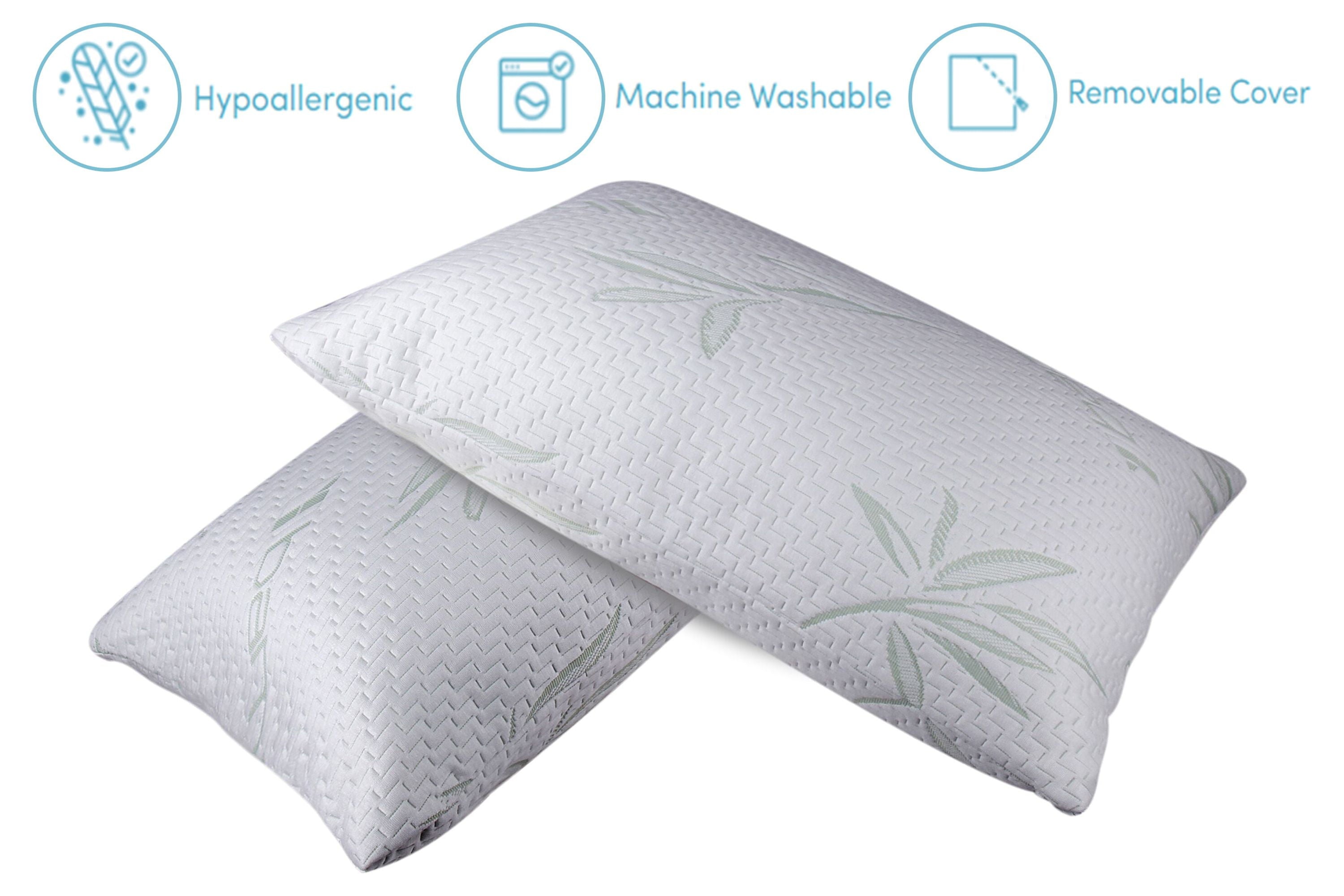 Memory Foam Hypoallergenic Comfort Cooling Bamboo Pillow - Set of 2 - Standard/Queen