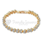 New Gold Plated Women Charm Bracelet Classic Sparkling Bangle Womens Jewellery