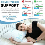 Standard Size Bamboo Pillow for Sleeping - Shredded Memory Foam Adjustable Bamboo Pillow - Hypoallergenic, Removable/Washable Bamboo Cover, Queen Size Sleeping Bed Pillow- 1 Pack