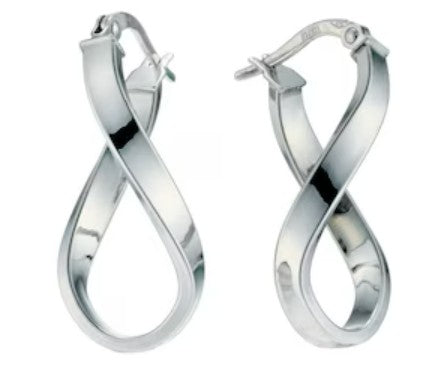 9ct White Gold Twist Infinity Hoop Earrings